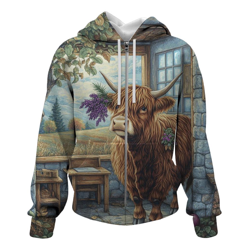 Highland Cow Classroom Nature Helper designer hoodies