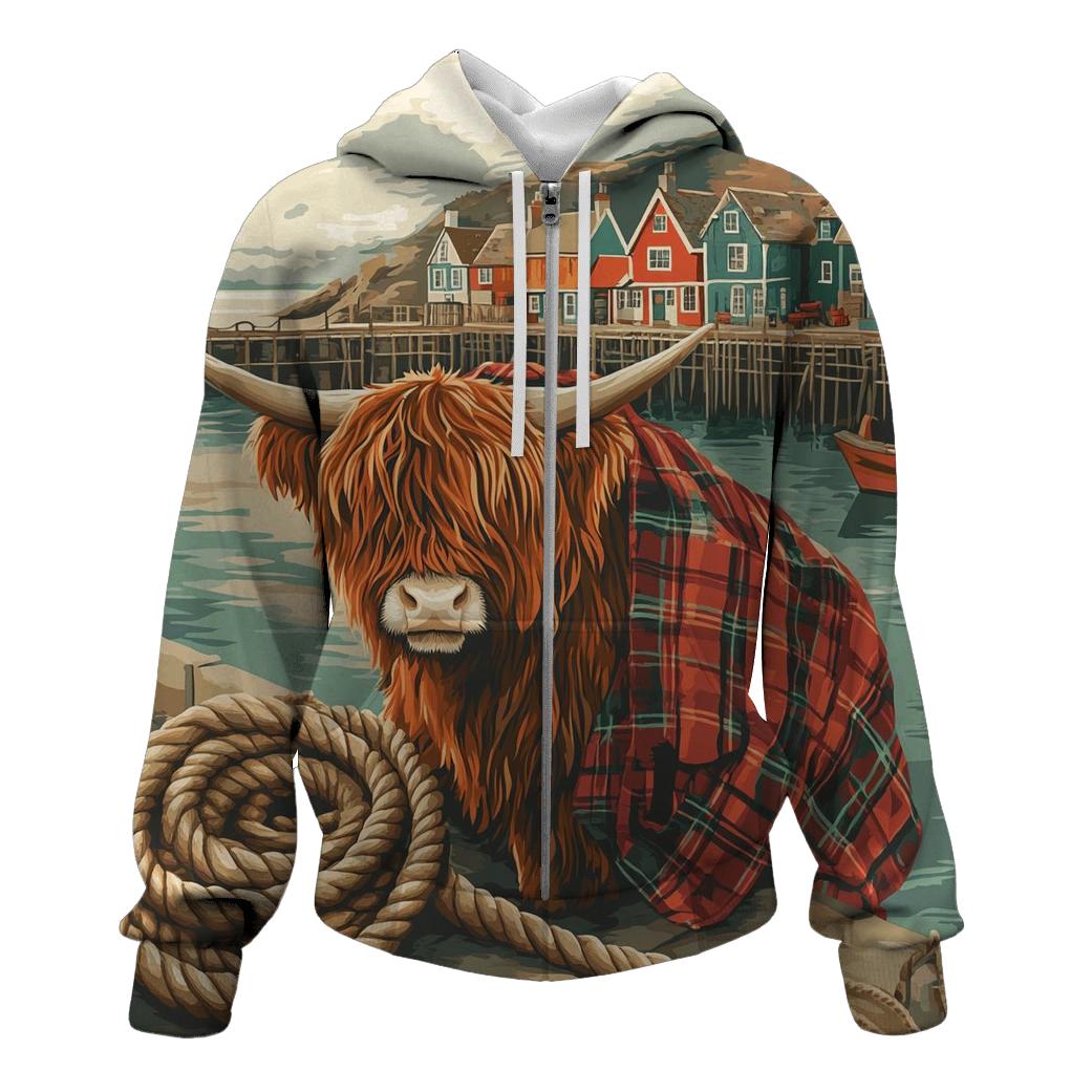 Highland Cow Harbor Rope Coiler premium hoodies