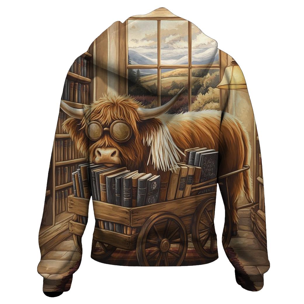 Highland Cow Library Book Cart hoodies fashion