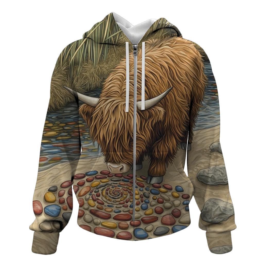 Highland Cow River Pebble Artist hoodie designs
