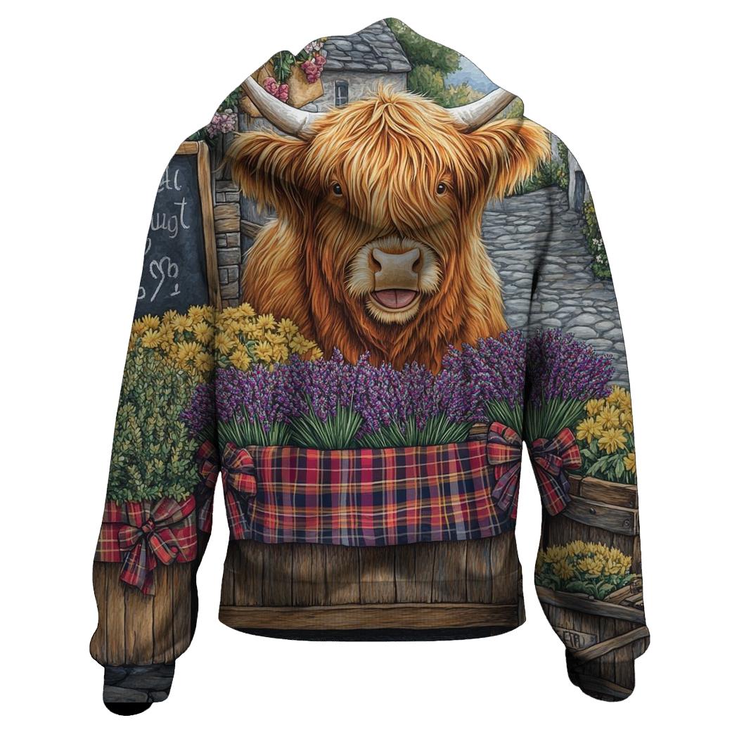Highland Cow Market Flower Seller hoodie styles