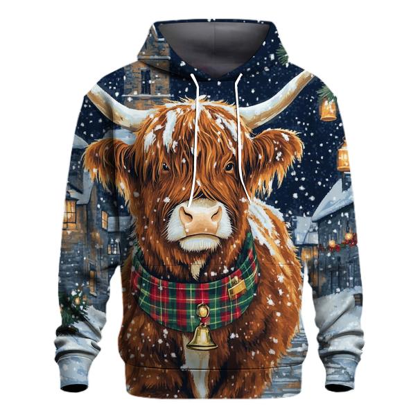 Highland Cow In Winter Tartan Parade hoodies fashion