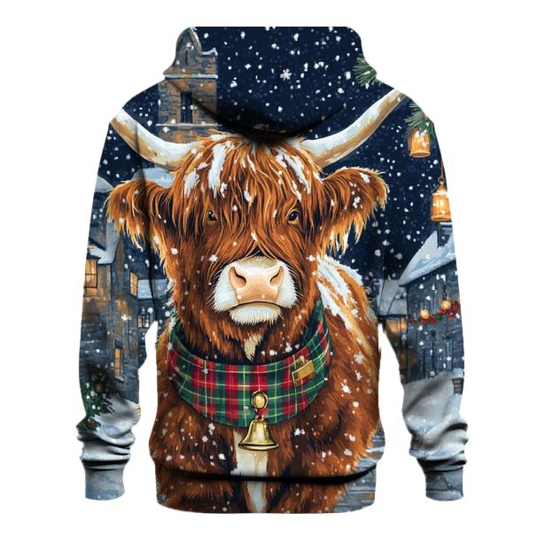 Highland Cow In Winter Tartan Parade hoodies fashion