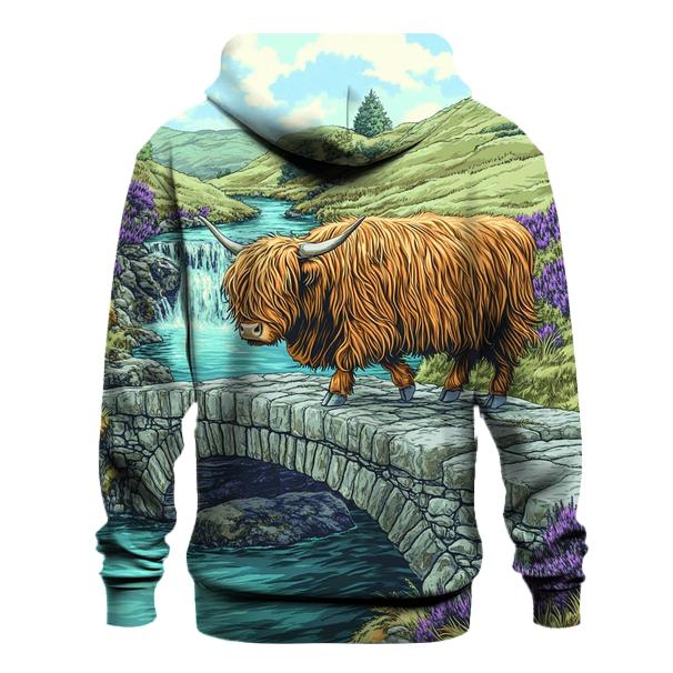 Highland Cow Stone Bridge Crossing hoodie styles
