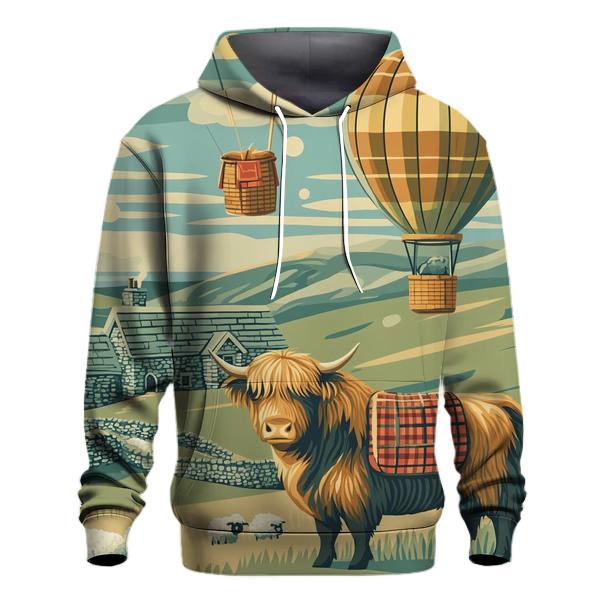 Highland Cow Balloon Mail Delivery lightweight hoodies