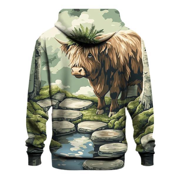Highland Cow Moss Garden Guardian embroidered hoodies