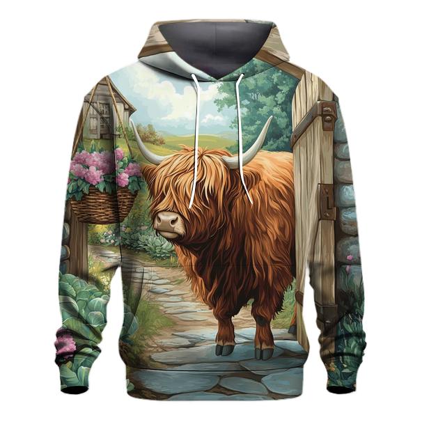 Highland Cow Garden Gate Greeter custom hoodies