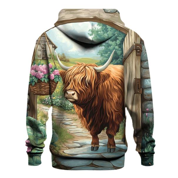 Highland Cow Garden Gate Greeter custom hoodies