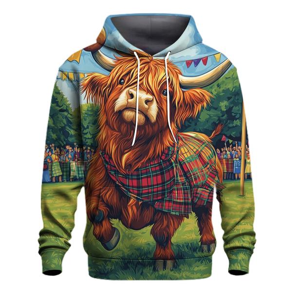 Highland Cow Highland Games Weight Toss zip-up hoodies
