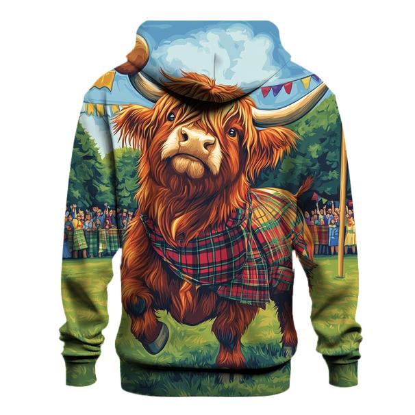 Highland Cow Highland Games Weight Toss zip-up hoodies