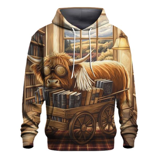 Highland Cow Library Book Cart hoodies fashion