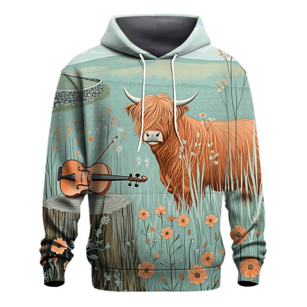 Highland Cow Meadow Violin Listener custom hoodies