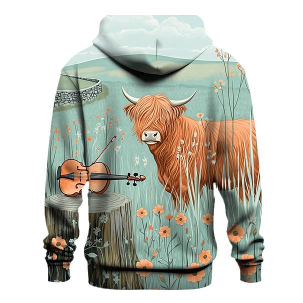 Highland Cow Meadow Violin Listener custom hoodies