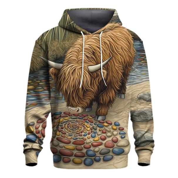 Highland Cow River Pebble Artist heavyweight hoodies