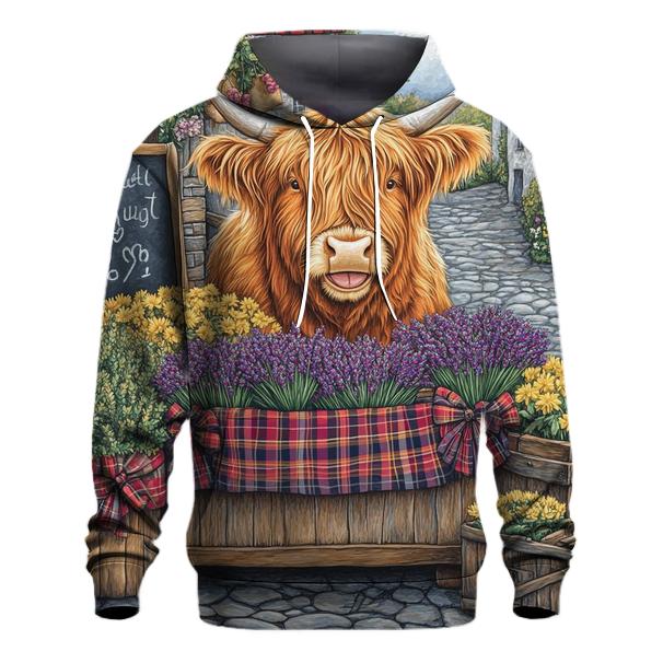 Highland Cow Market Flower Seller pullover hoodies