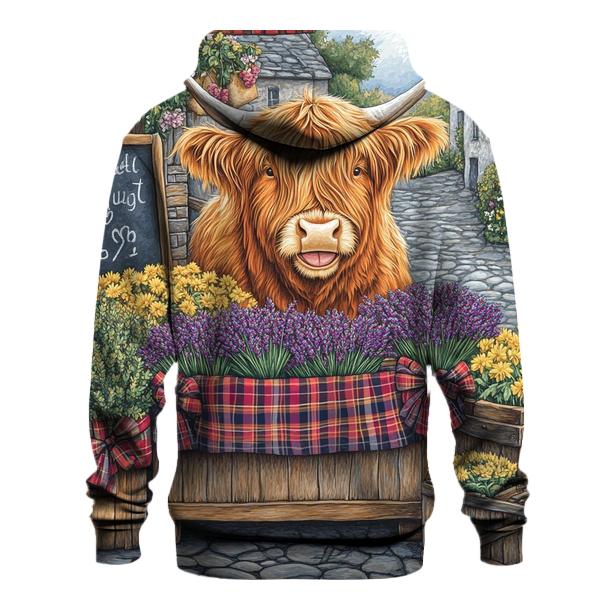 Highland Cow Market Flower Seller pullover hoodies