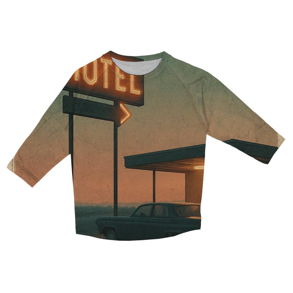 Weathered Night Drive Motel Postcard designer 3/4 sleeve blouses