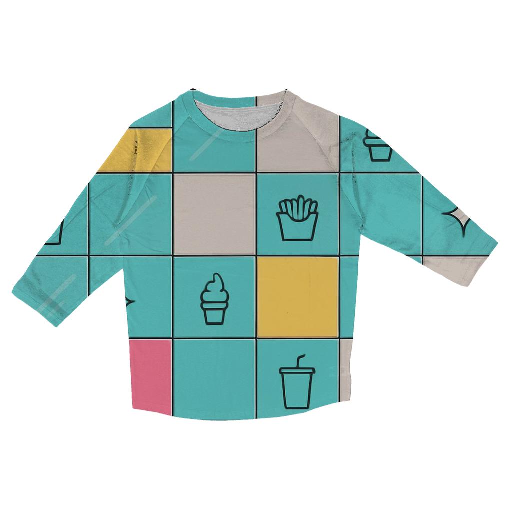 Mall Food Court Neon Tiles personalized 3/4 sleeve tees