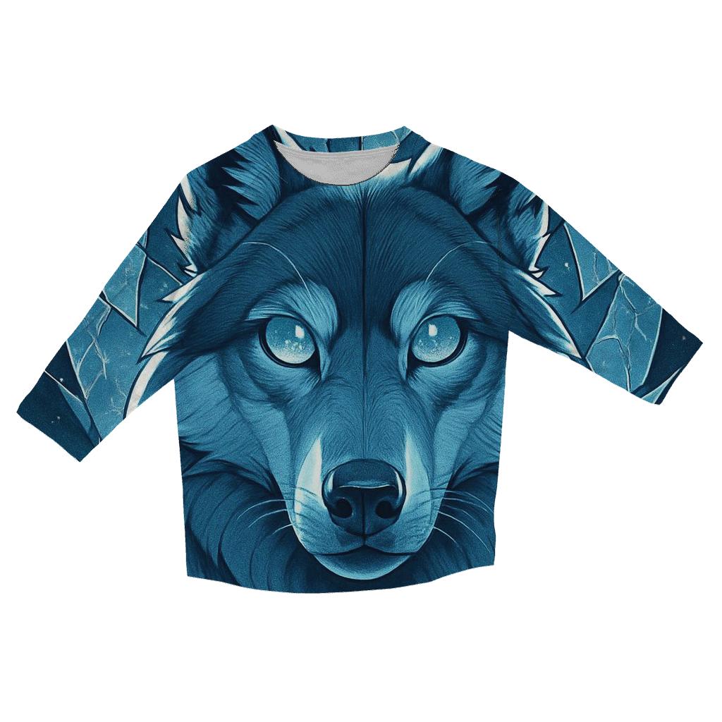 The Lunar Glass Sentinel Wolf fashion 3/4 sleeve shirts