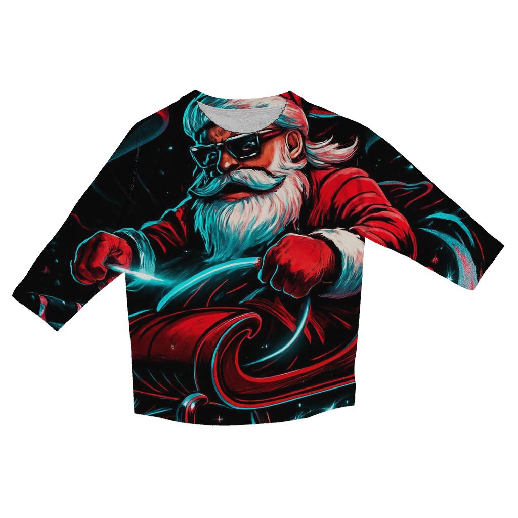 Neon Sleigh Drift Santa fashion 3/4 sleeve shirts