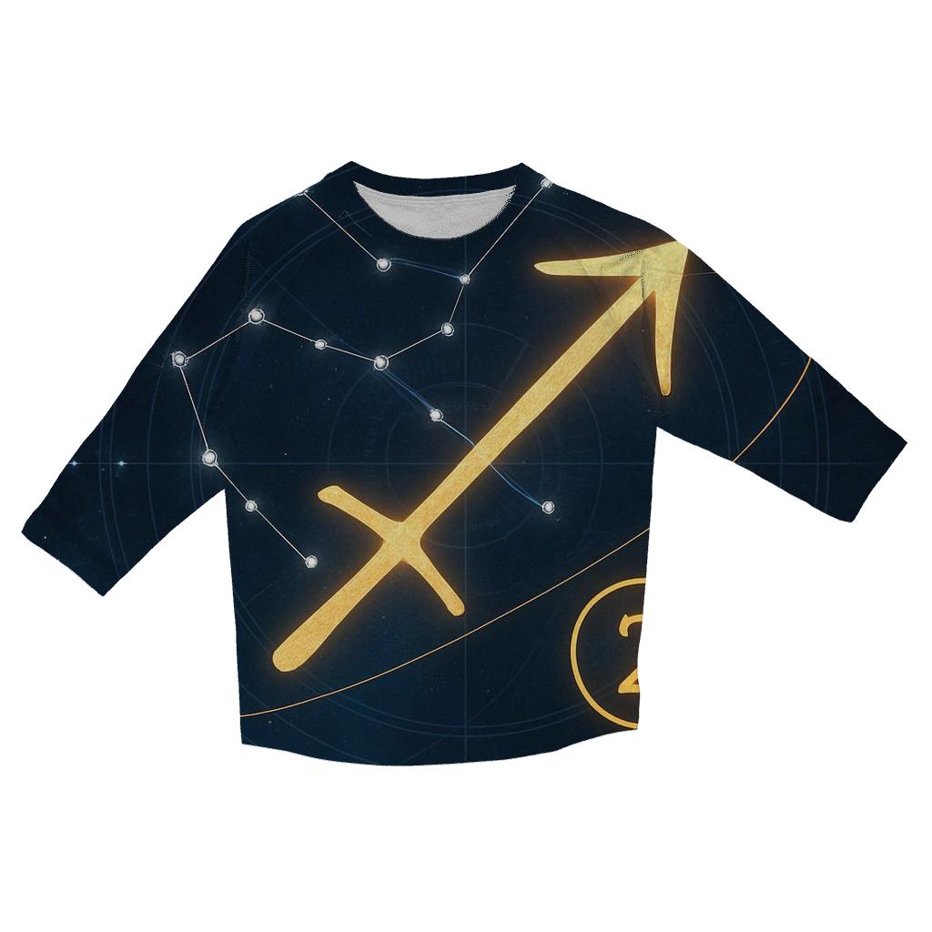 Sagittarius Jupiter Retrograde Star Compass printed three quarter sleeve shirts