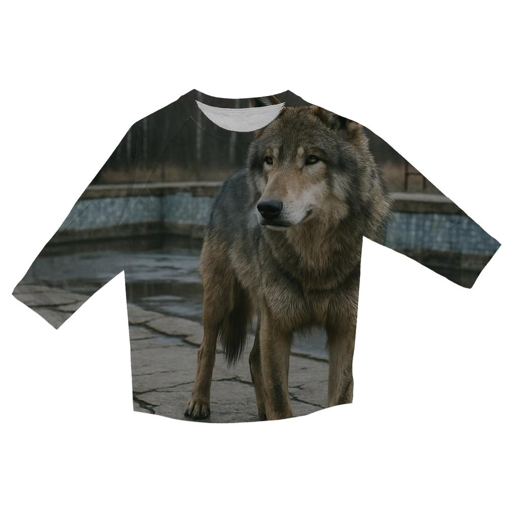 Chernobyl Exclusion Zone Wolf At The Mosaic Pool casual three quarter sleeve shirts