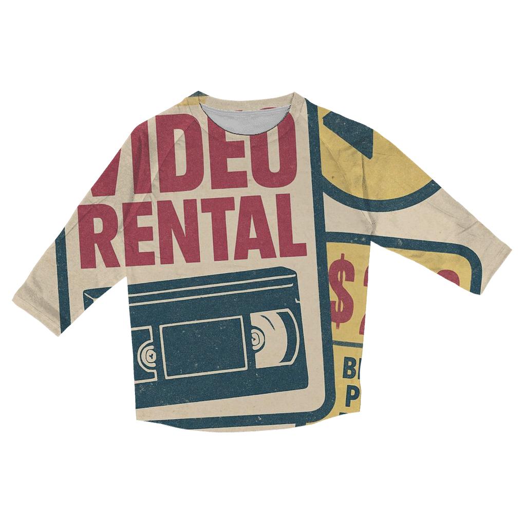 Faded Eighties Video Rental Badge Collage fashion 3/4 sleeve shirts