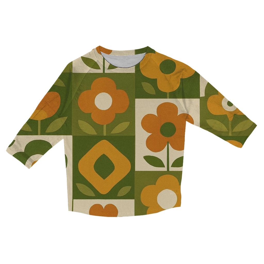 Avocado Kitchen Tile Bloom printed three quarter sleeve shirts