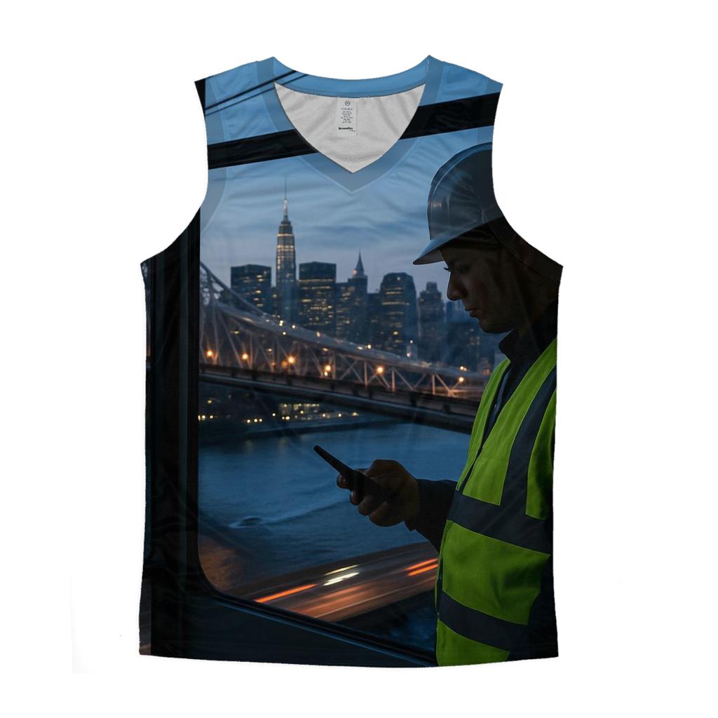 Shift Change Above The East River personalized athletic tanks