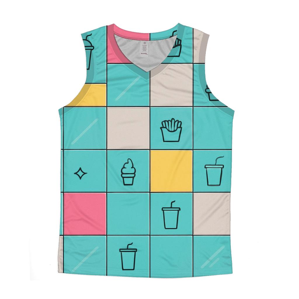 Mall Food Court Neon Tiles trendy fitted tank tops