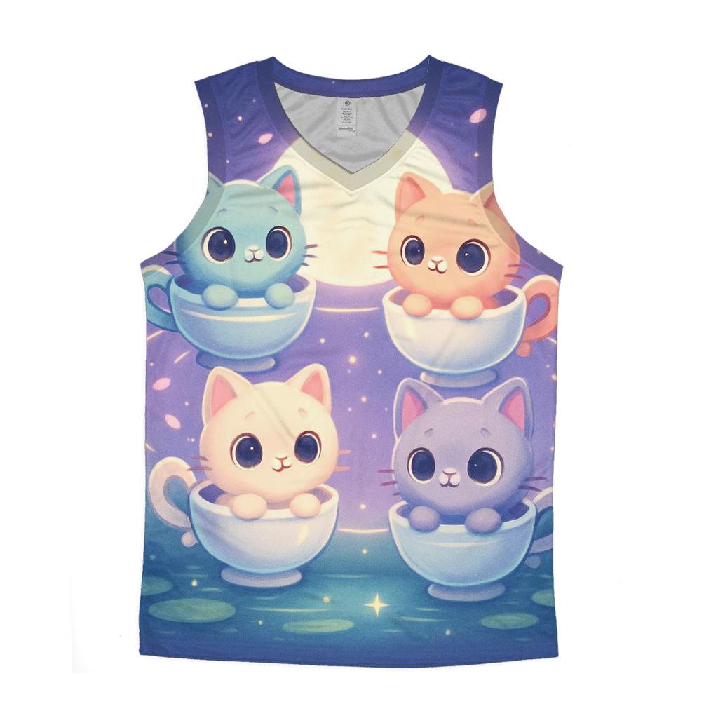 Moonlit Teacup Kitten Carousel stylish racerback tanks