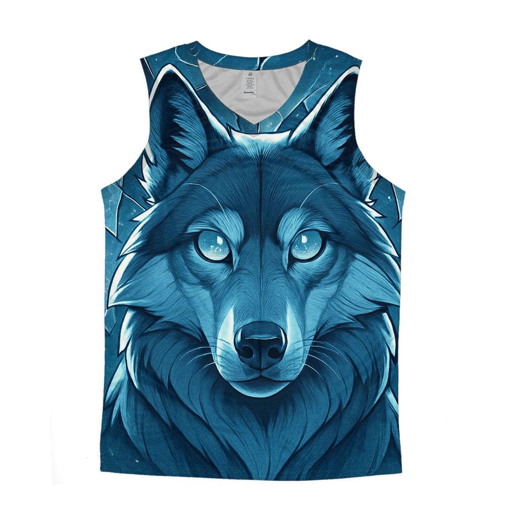 The Lunar Glass Sentinel Wolf casual summer tank tops