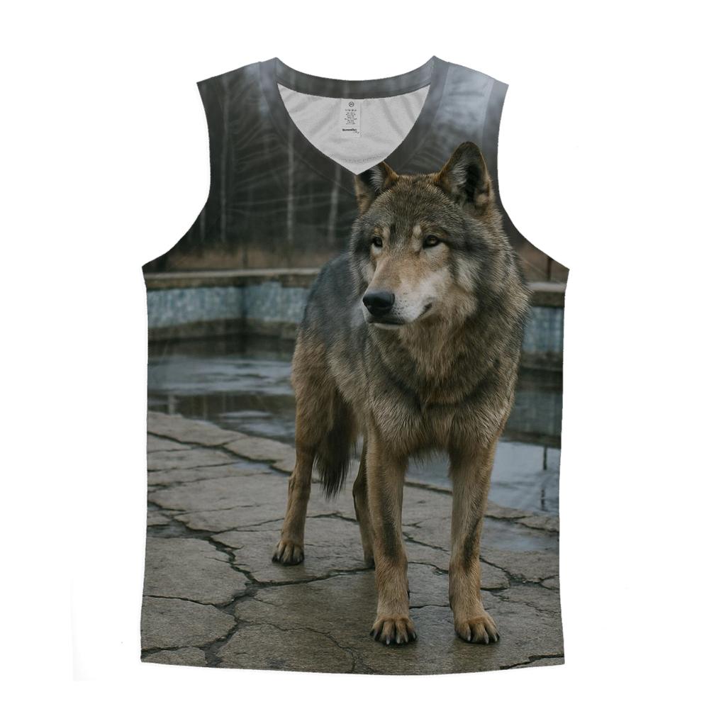 Chernobyl Exclusion Zone Wolf At The Mosaic Pool cotton sleeveless tops