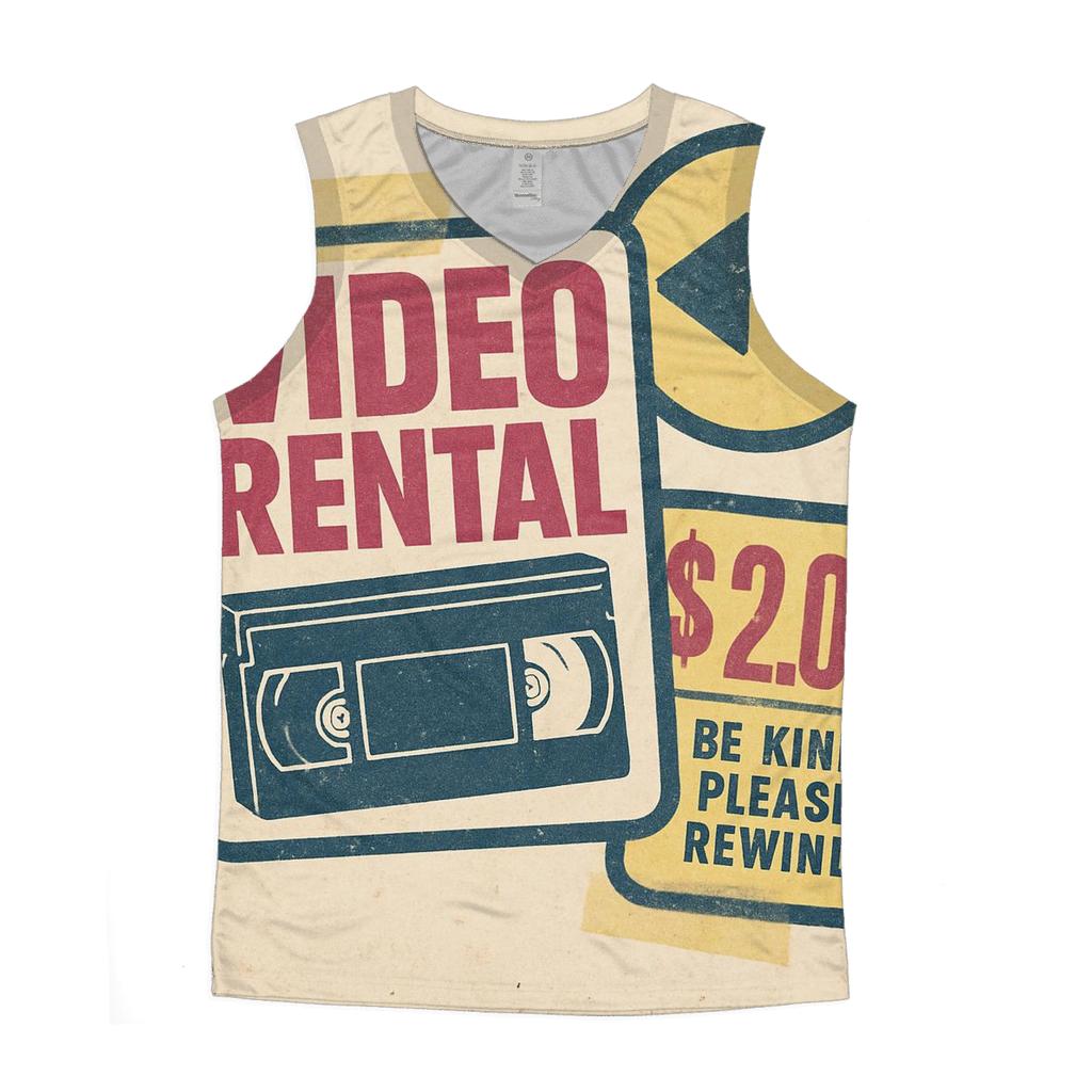 Faded Eighties Video Rental Badge Collage custom tank tops