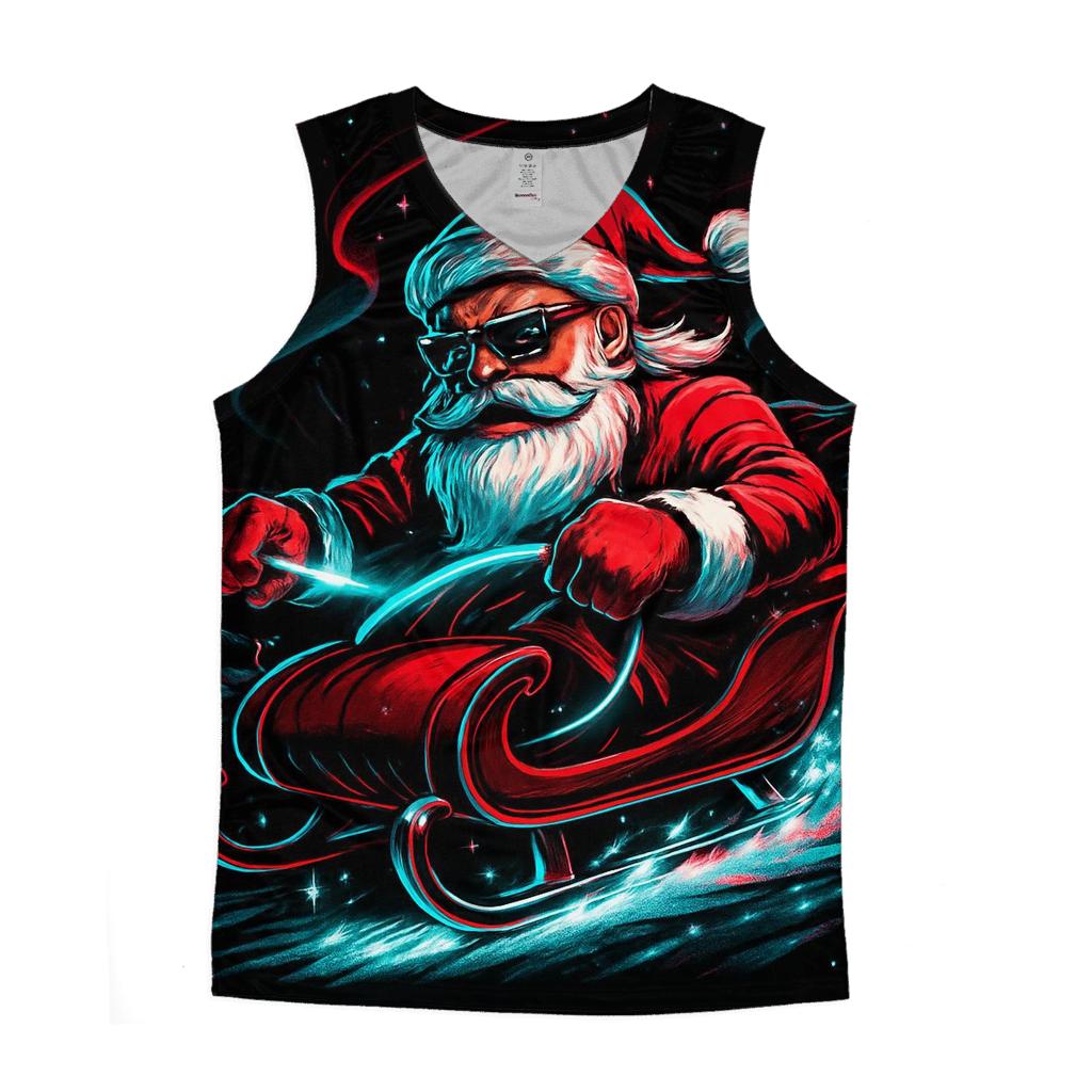 Neon Sleigh Drift Santa cotton sleeveless tops