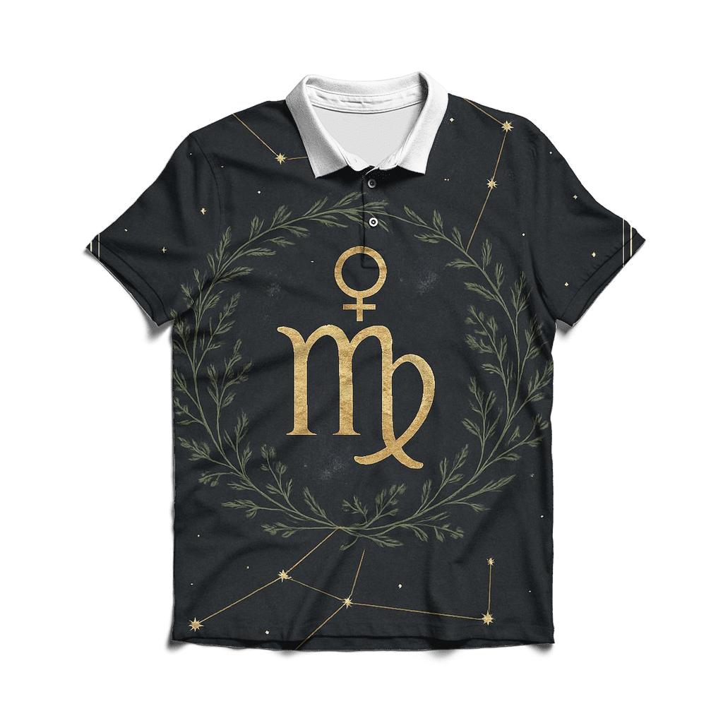 Virgo Mercury Herbarium Constellation Chart custom polo shirts