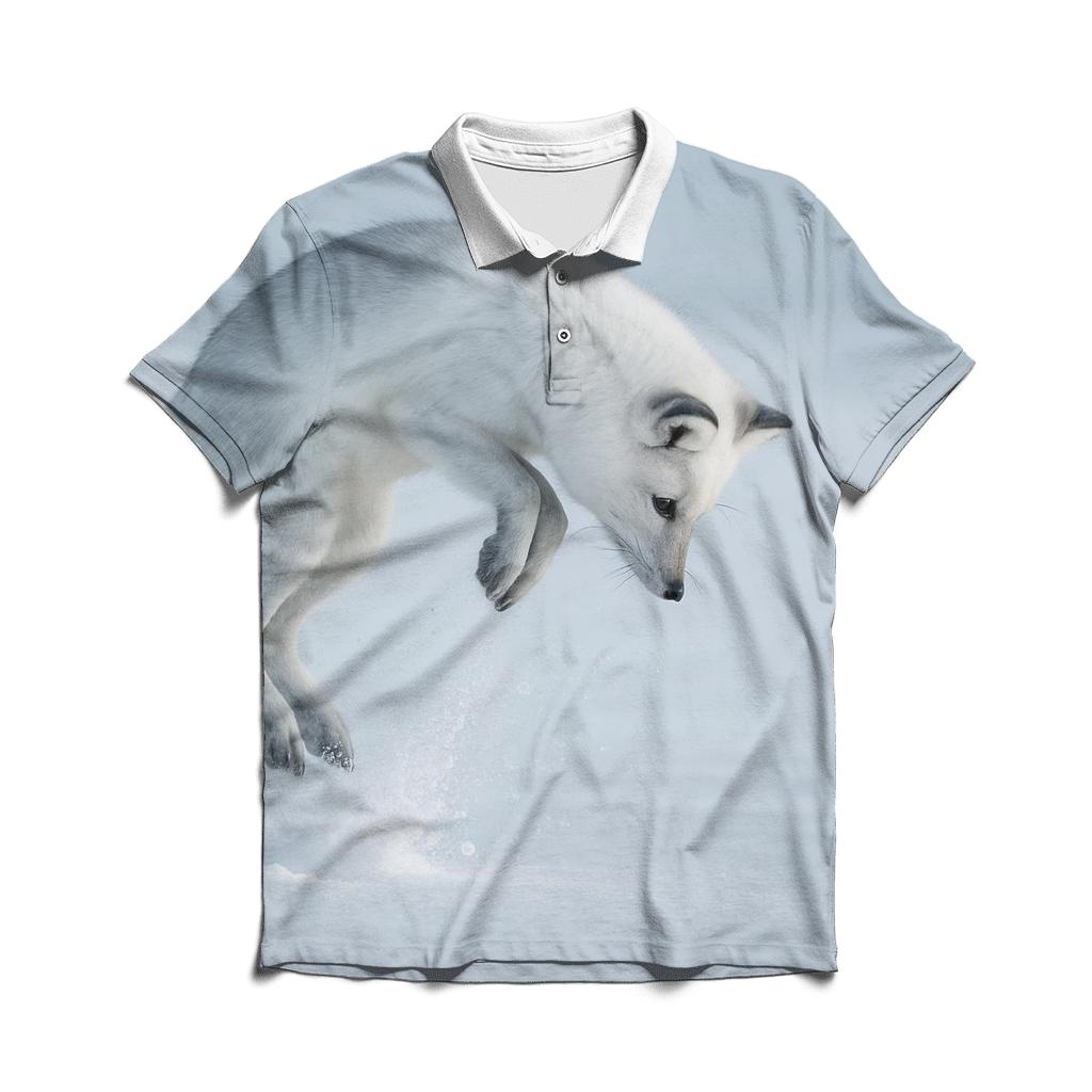 Tundra Pounce Arctic Fox custom polo shirts