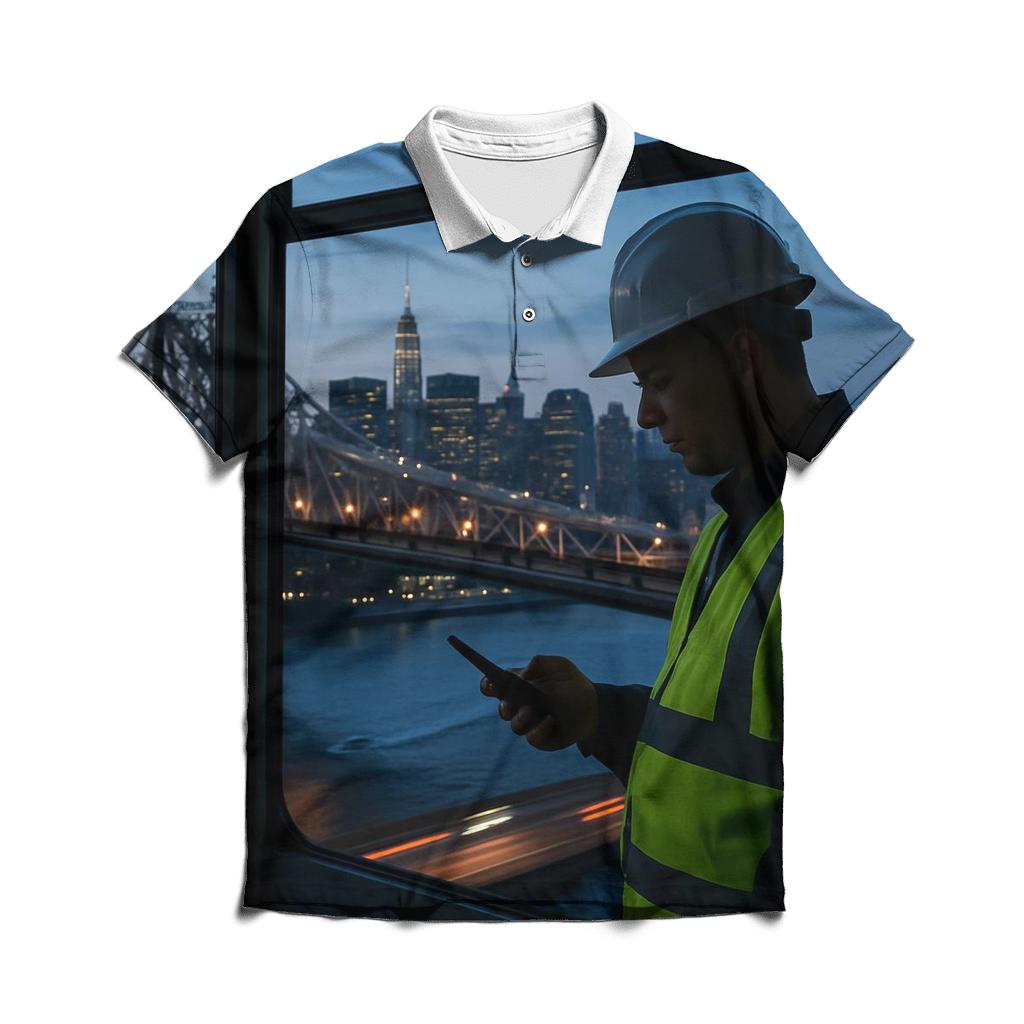 Shift Change Above The East River branded logo polo shirts