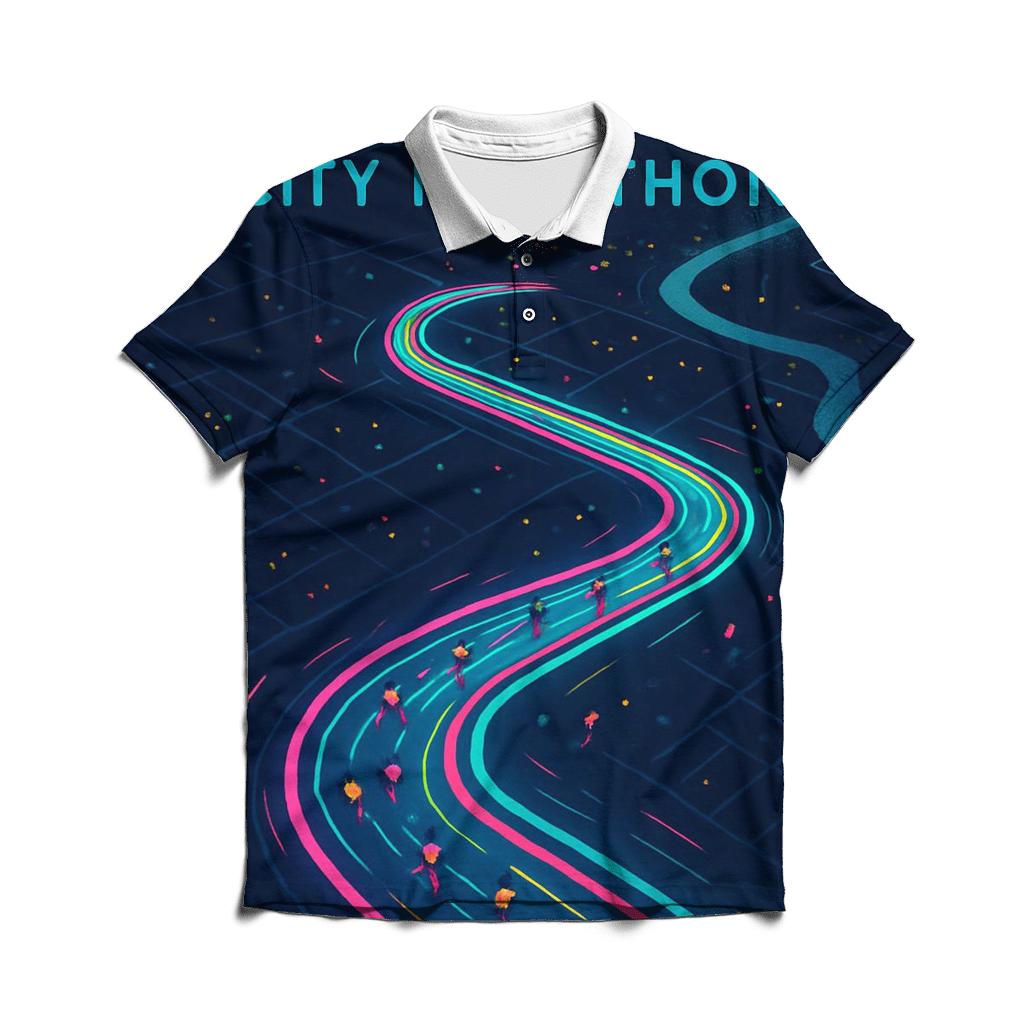 Midnight Marathon Heat Map branded logo polo shirts