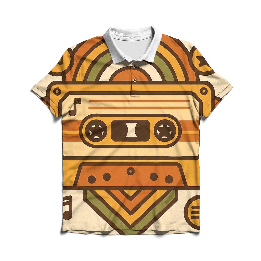 Cassette Tape Geometry Groove casual sports polo shirts