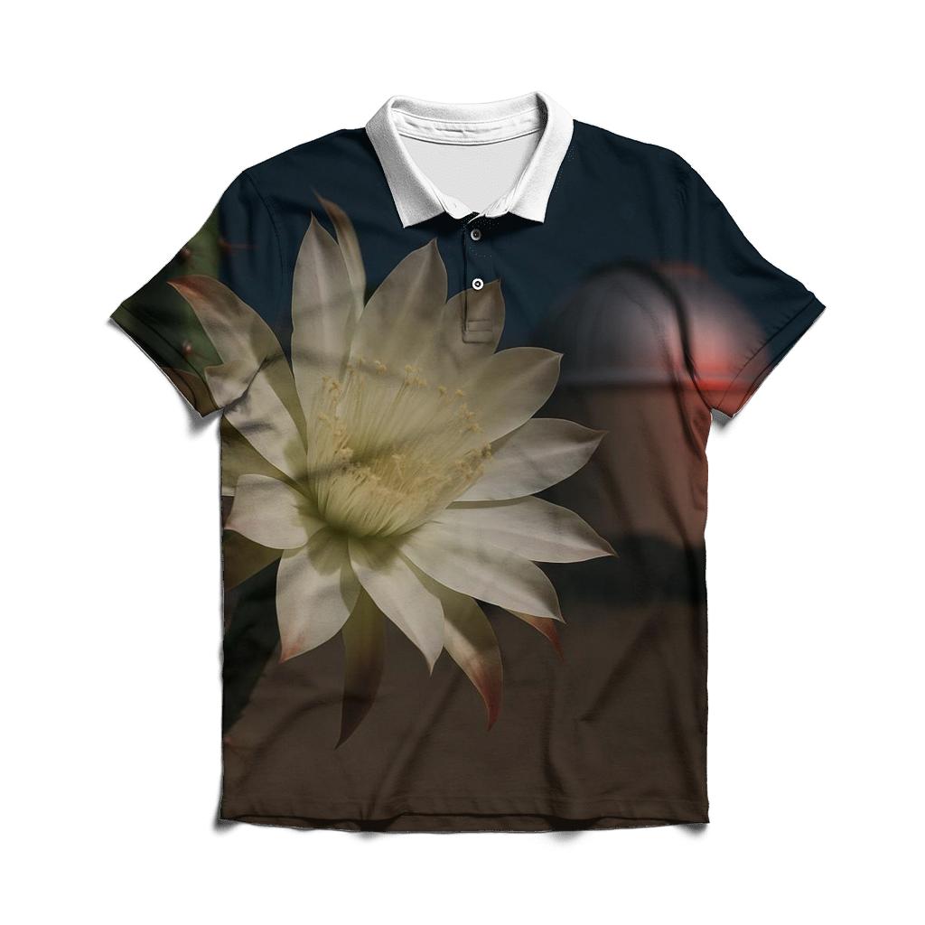 Night Blooming Cereus Under Desert Observatory Glow branded logo polo shirts