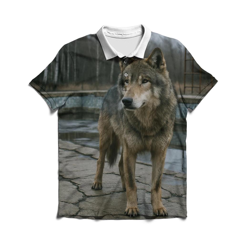 Chernobyl Exclusion Zone Wolf At The Mosaic Pool casual sports polo shirts
