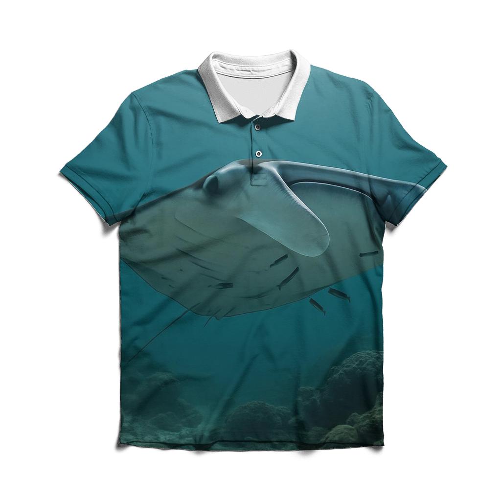 Reef Halo Manta Cleaning Pass branded logo polo shirts