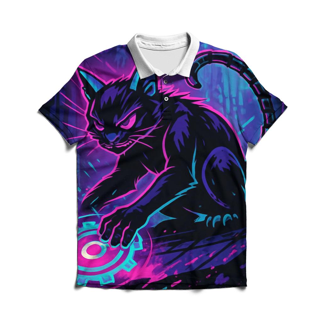 Neon Alley Gearshift Cat stylish collar polo tees