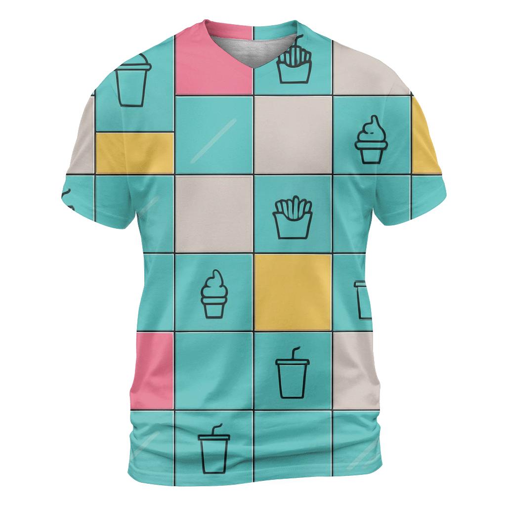 Mall Food Court Neon Tiles vibrant all-over design tees