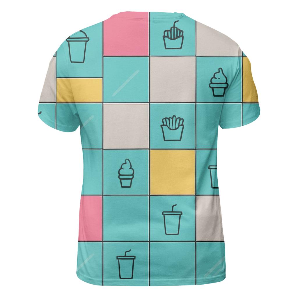Mall Food Court Neon Tiles vibrant all-over design tees