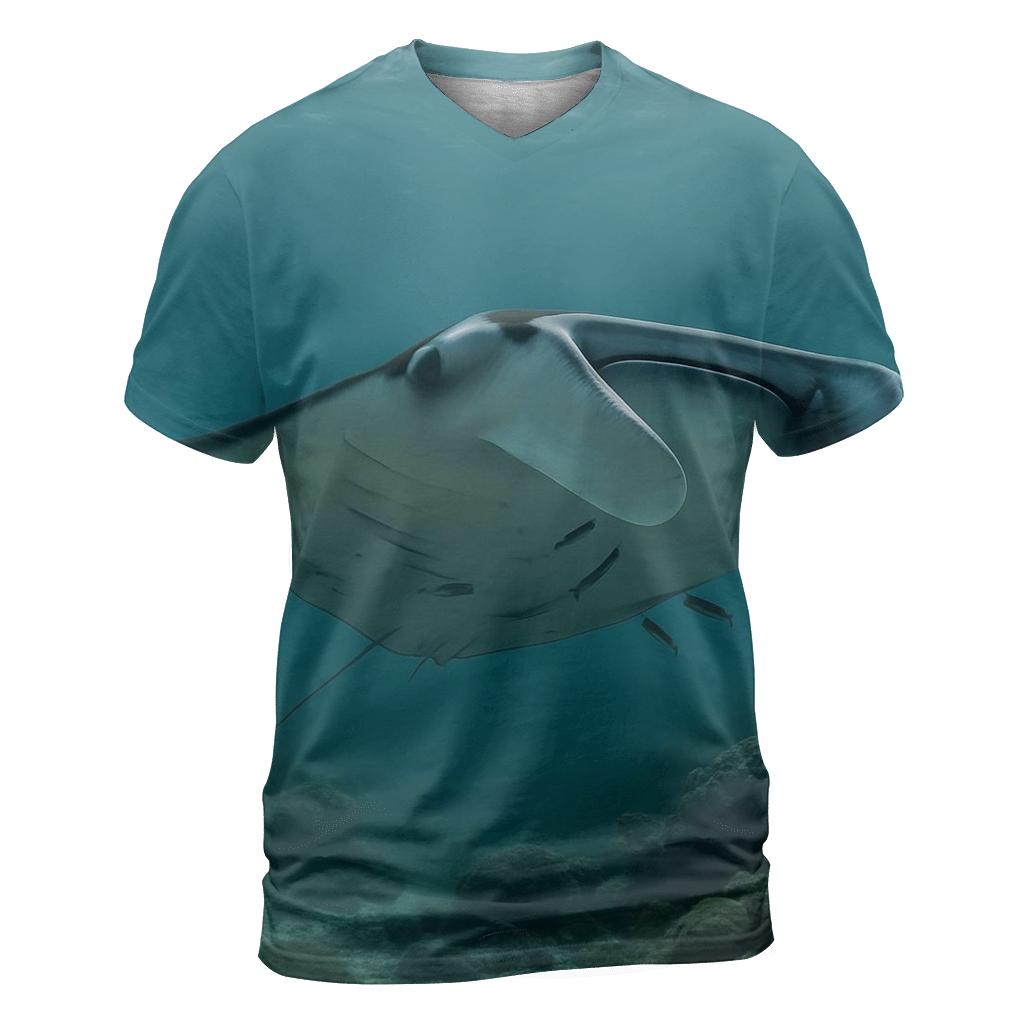 Reef Halo Manta Cleaning Pass vibrant all-over design tees