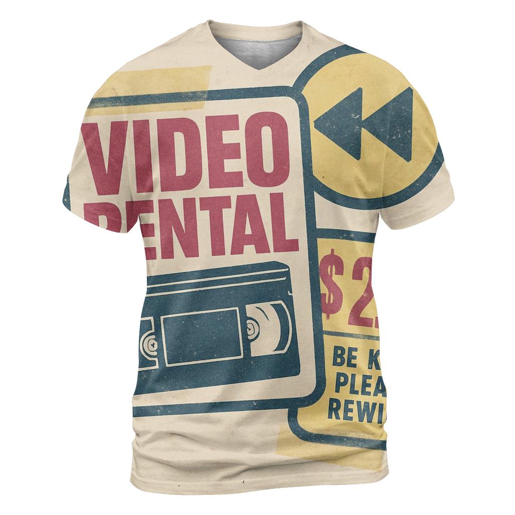 Faded Eighties Video Rental Badge Collage custom all-over print shirts
