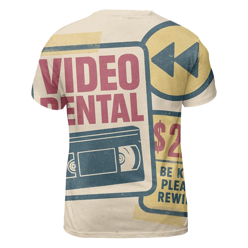 Faded Eighties Video Rental Badge Collage custom all-over print shirts