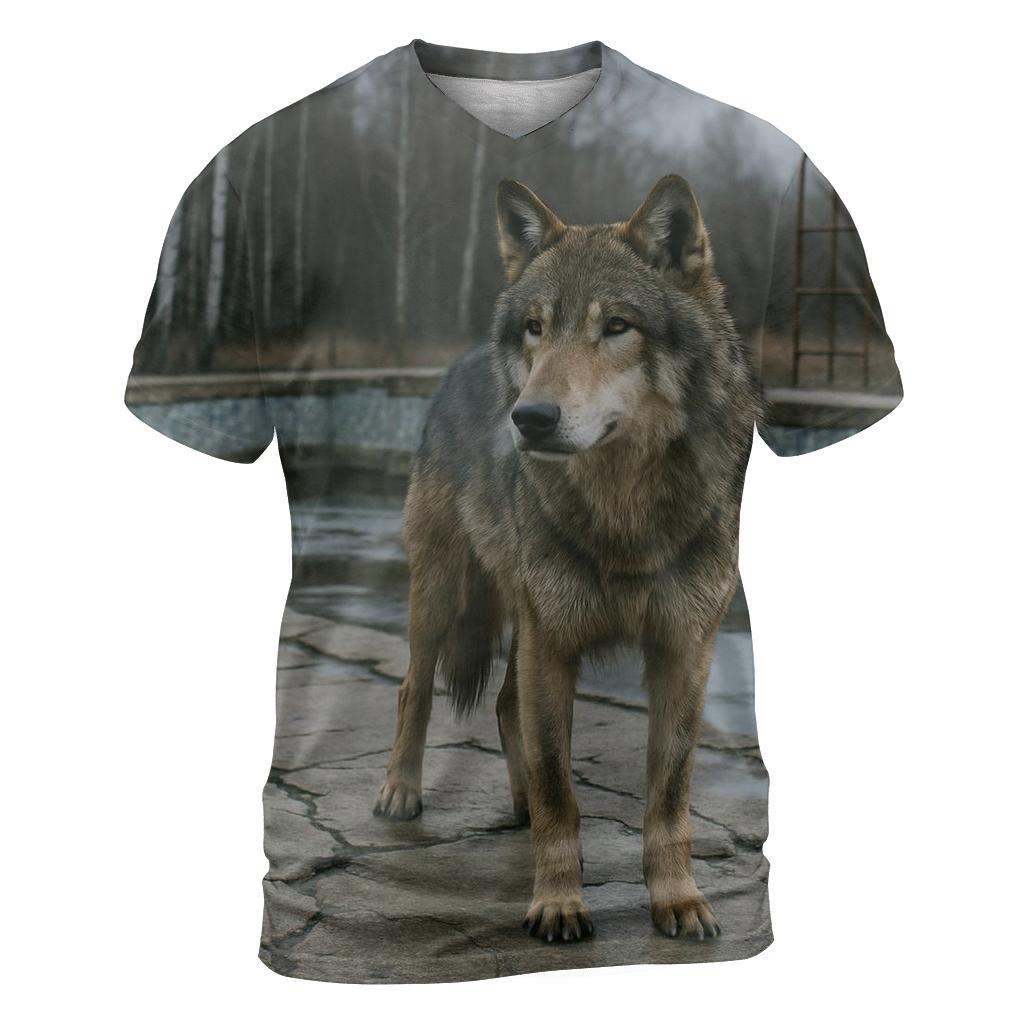 Chernobyl Exclusion Zone Wolf At The Mosaic Pool unique graphic print tees